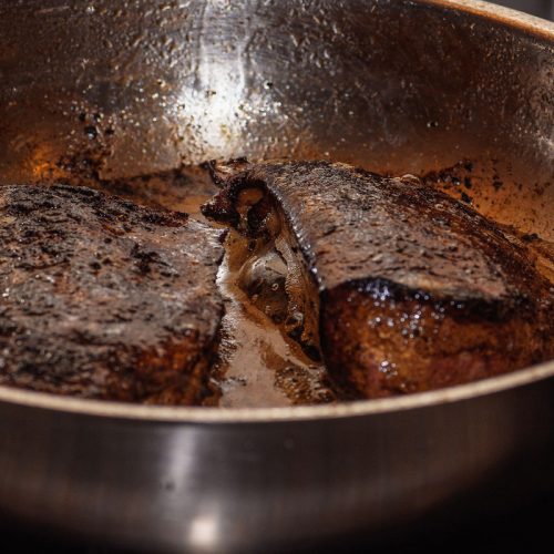 beef liver in frying pan